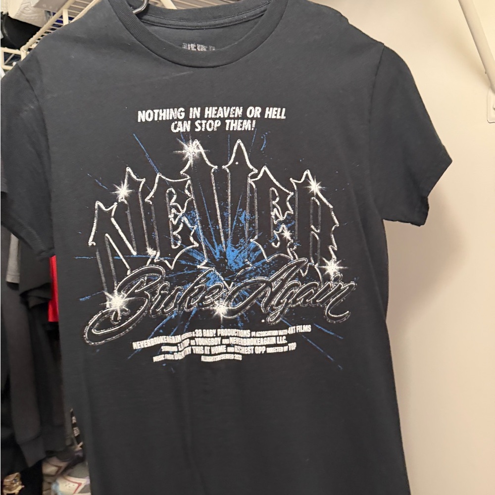 PacSun Black Graphic Tee with Blue Accents